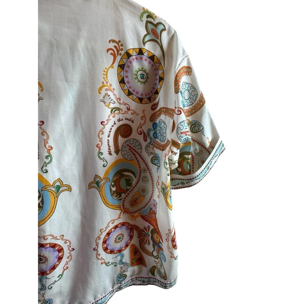 Commense‎ Pinball Short Set Xtra Small Relaxed Shirt Collar Elastic Waist Funky